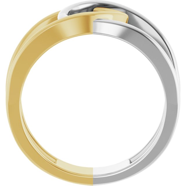 14K White/Yellow Interlocking Loop Ring