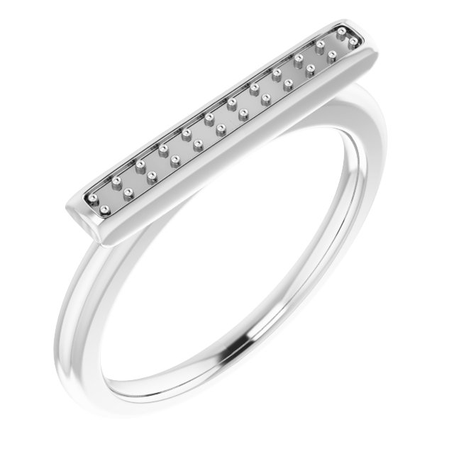 14K White 1/10 CTW Natural Diamond Bar Ring