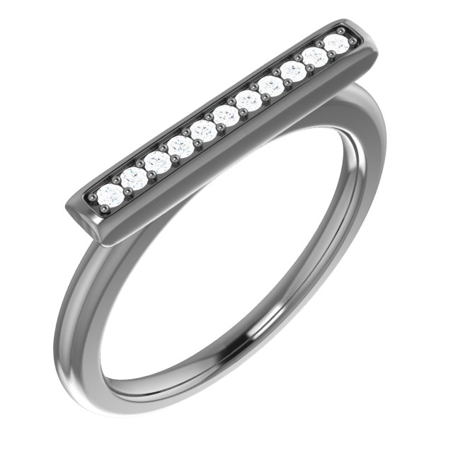 14K White 1/10 CTW Diamond Bar Ring