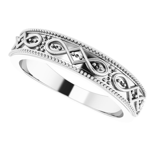 14K White .03 CTW Natural Diamond Celtic Inspired Anniversary Band