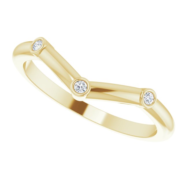 14K Yellow .03 CTW Natural Diamond Stackable  V Ring