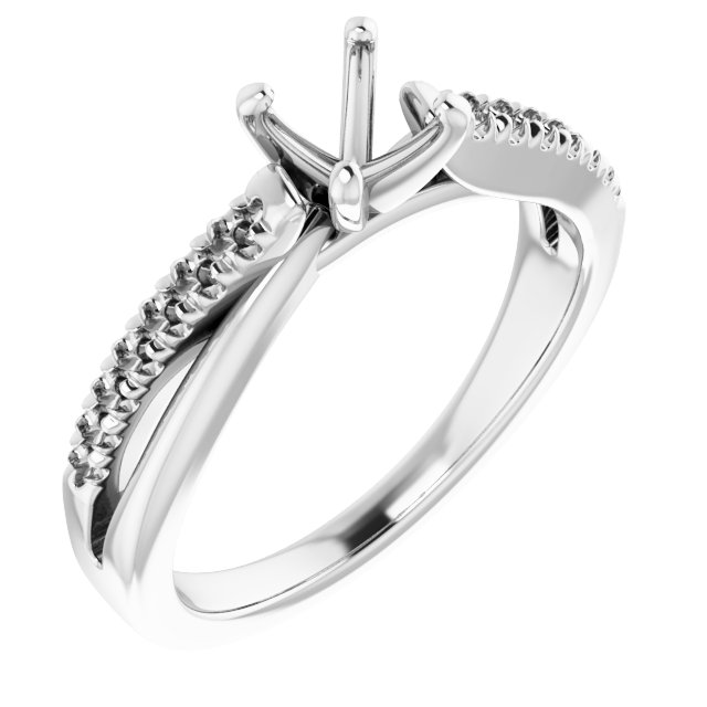 14K White 5.2 mm Round 1/6 CTW Natural Diamond Semi-Set Engagement Ring