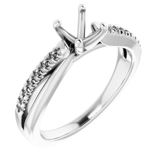 14K White 5 x 5 mm Cushion 1/6 CTW Natural Diamond Semi-Set Engagement Ring