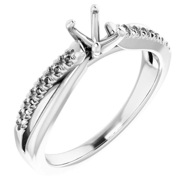 14K White 6 x 4 mm Oval 1/6 CTW Natural Diamond Semi-Set Engagement Ring