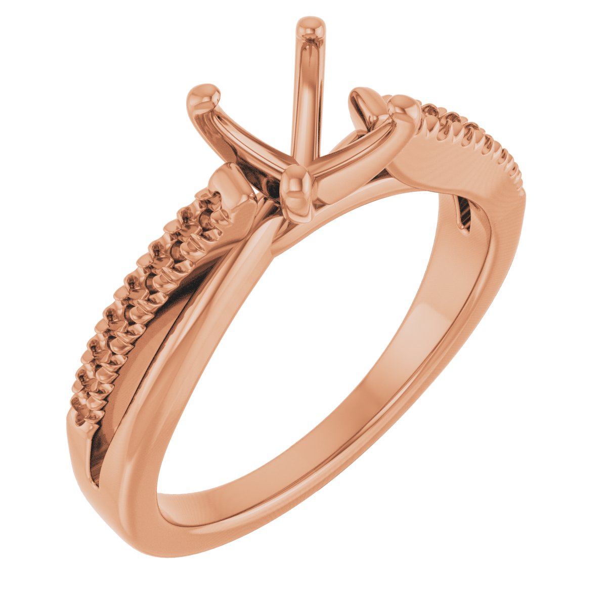 14K Rose 6.5 mm Round Engagement Ring Mounting