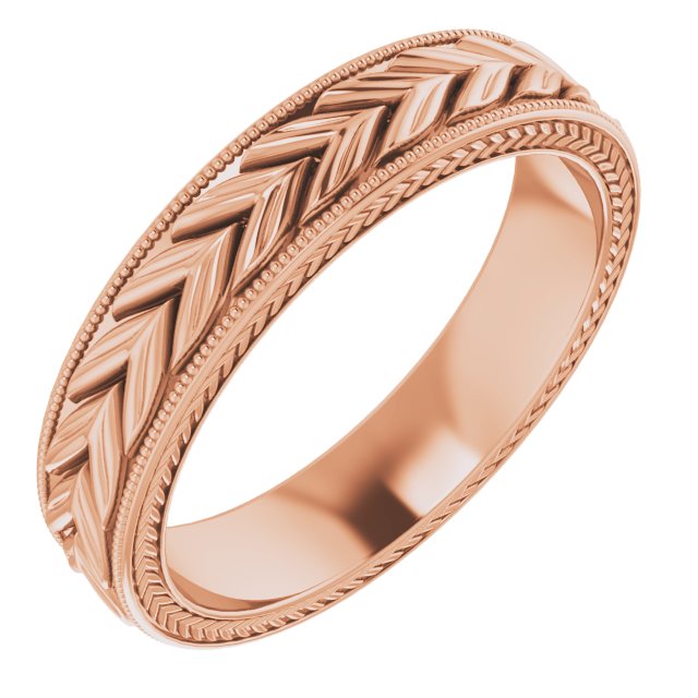 14K Rose 5 mm Wheat Pattern Band Size 10 Ref 14964064