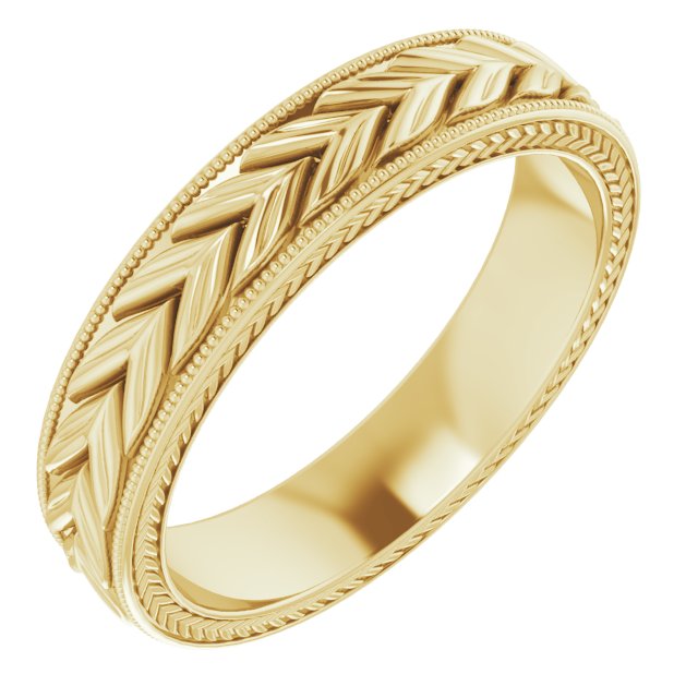 14K Yellow 5 mm Wheat Pattern Band Size 10