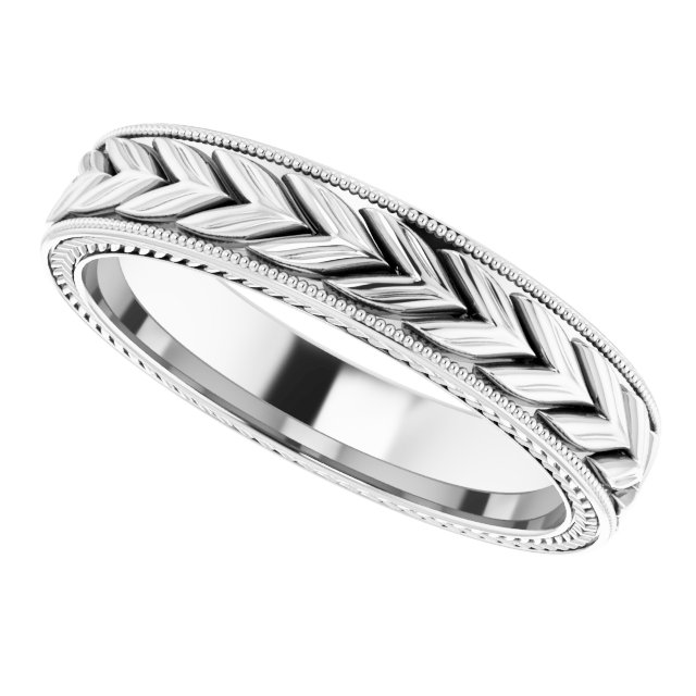 14K White 5 mm Wheat Pattern Band Size 11