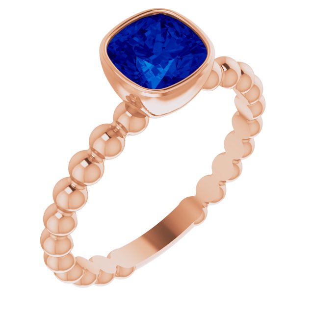 14K Rose Lab-Grown Blue Sapphire Family Stackable Ring