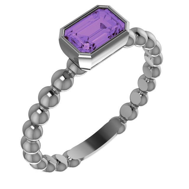 Sterling Silver Amethyst Stackable Family Ring