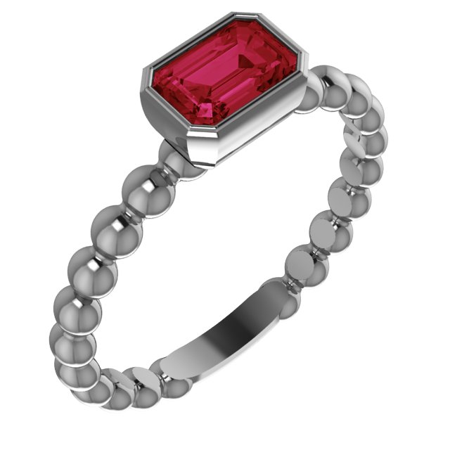 Sterling Silver Chatham® Created Ruby Stackable Family Ring