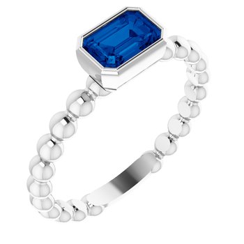 Sterling Silver Chatham Created Blue Sapphire Stackable Family Ring Ref 16233142