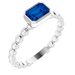 14K White Natural Blue Sapphire Family Stackable Ring