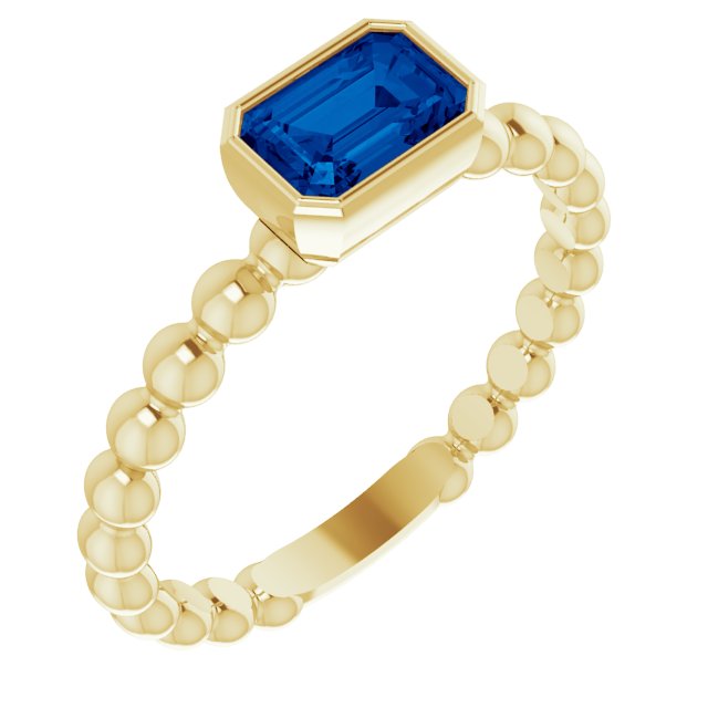 14K Yellow Lab-Grown Blue Sapphire Family Stackable Ring