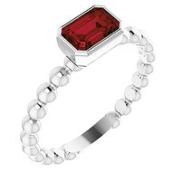 Sterling Silver Natural Mozambique Garnet Family Stackable Ring