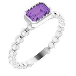 Sterling Silver Amethyst Stackable Family Ring