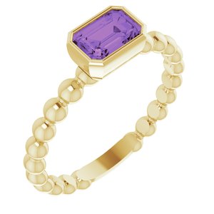 14K Yellow Amethyst Stackable Family Ring