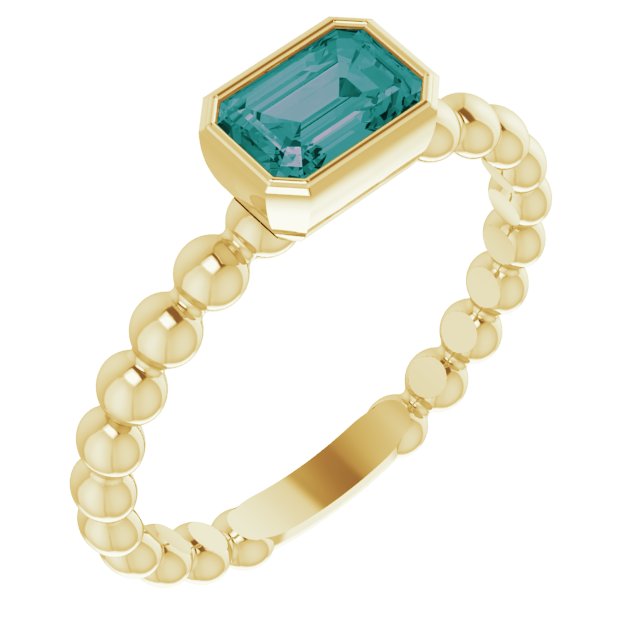 14K Yellow Lab-Grown Alexandrite Family Stackable Ring