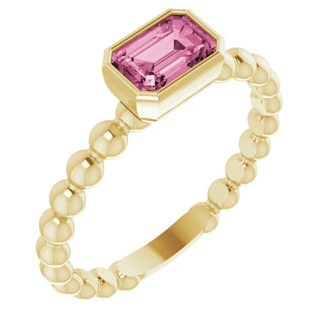 14K Yellow Natural Pink Tourmaline Family Stackable Ring