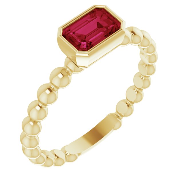 14K Yellow Lab-Grown Ruby Family Stackable Ring
