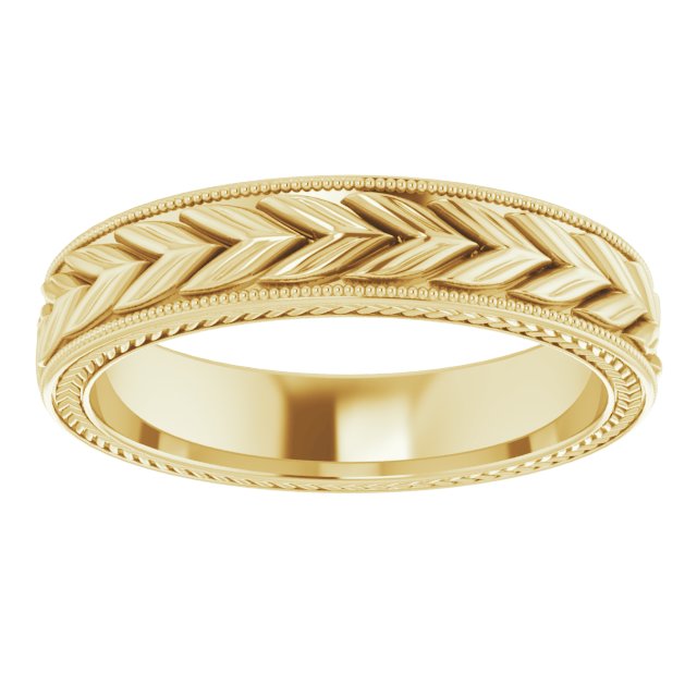 14K Yellow 5 mm Wheat Pattern Band Size 10