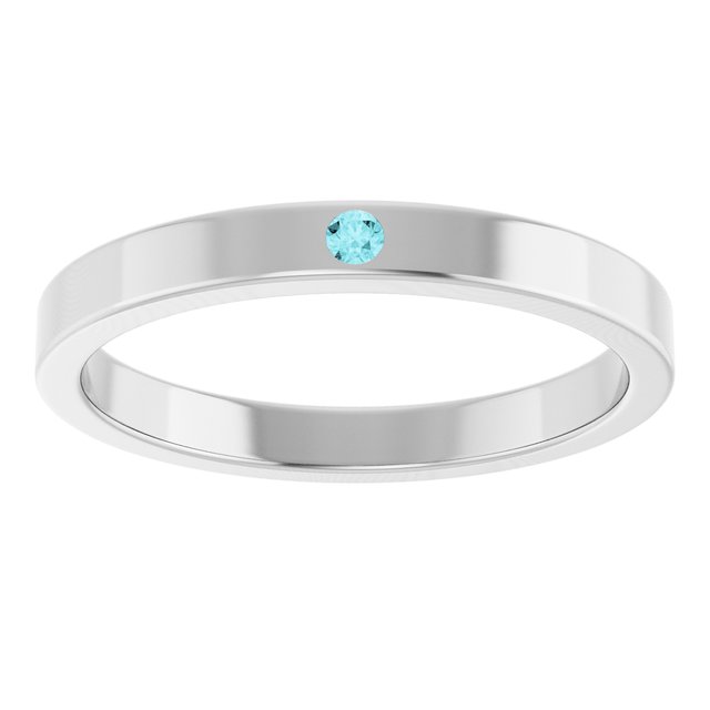 Sterling Silver Natural Blue Zircon Family Stackable Ring