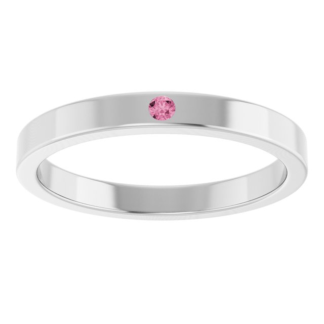 14K White Pink Tourmaline Stackable Family Ring