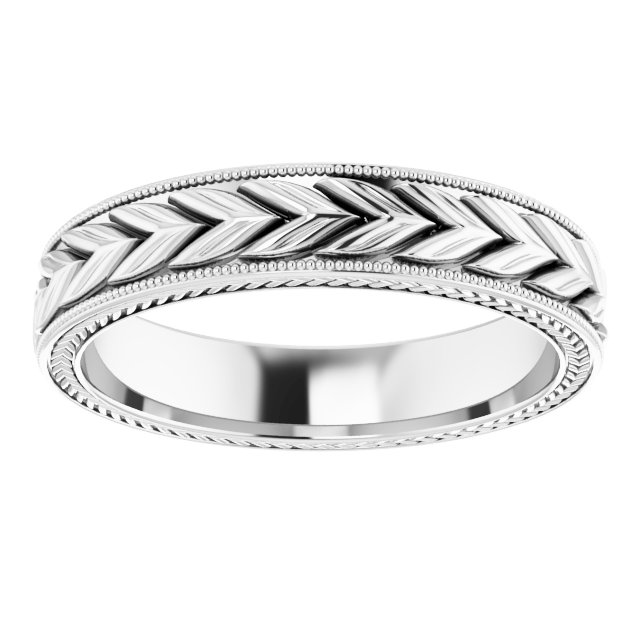 14K White 5 mm Wheat Pattern Band Size 11