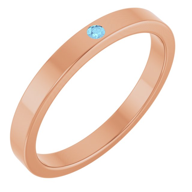 14K Rose Natural Aquamarine Family Stackable Ring
