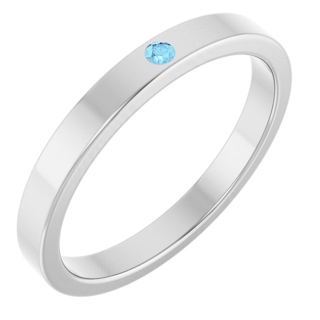 Sterling Silver Natural Aquamarine Family Stackable Ring