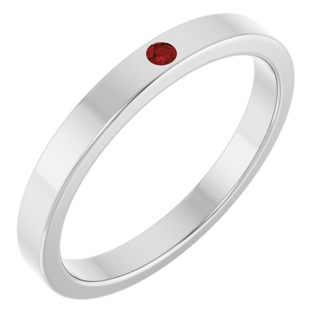 Sterling Silver Natural Mozambique Garnet Family Stackable Ring