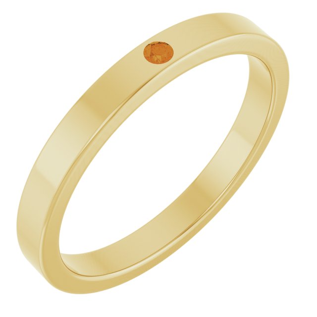 14K Yellow Natural Citrine Family Stackable Ring