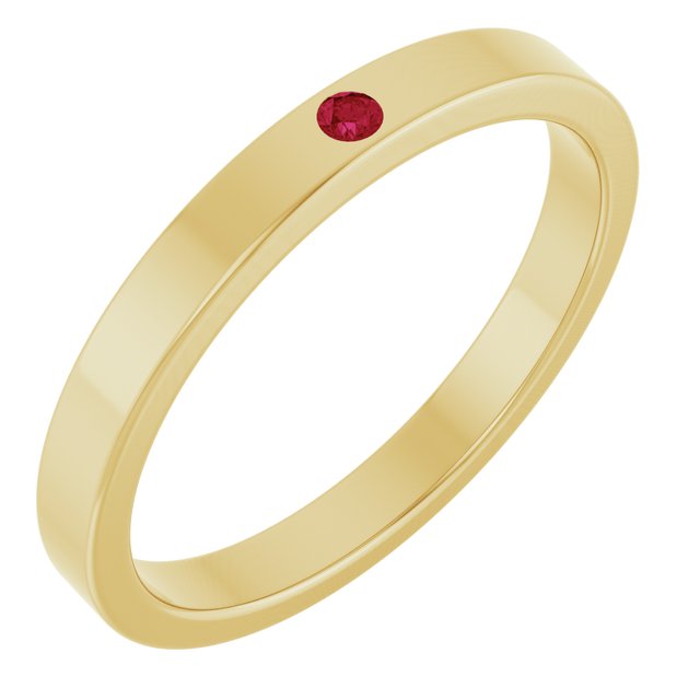 14K Yellow Natural Ruby Family Stackable Ring