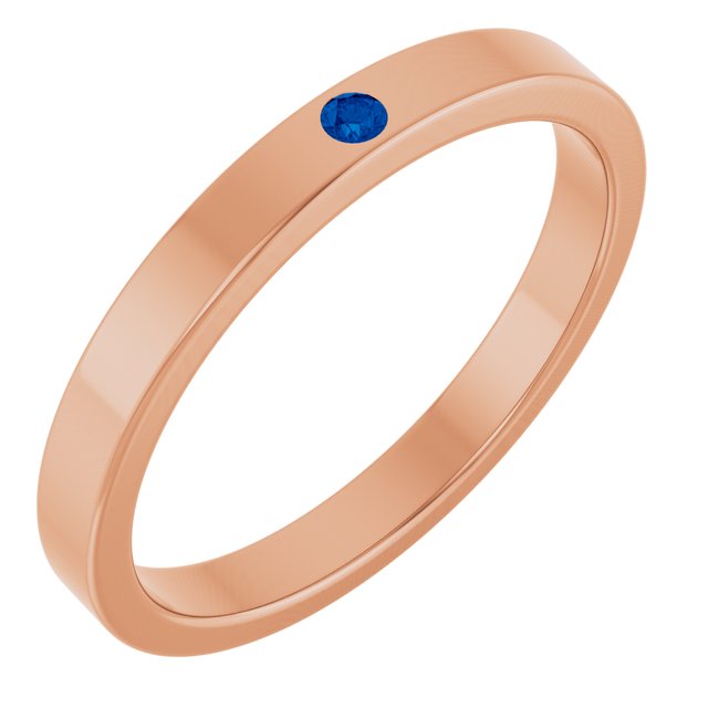 14K Rose Natural Blue Sapphire Family Stackable Ring