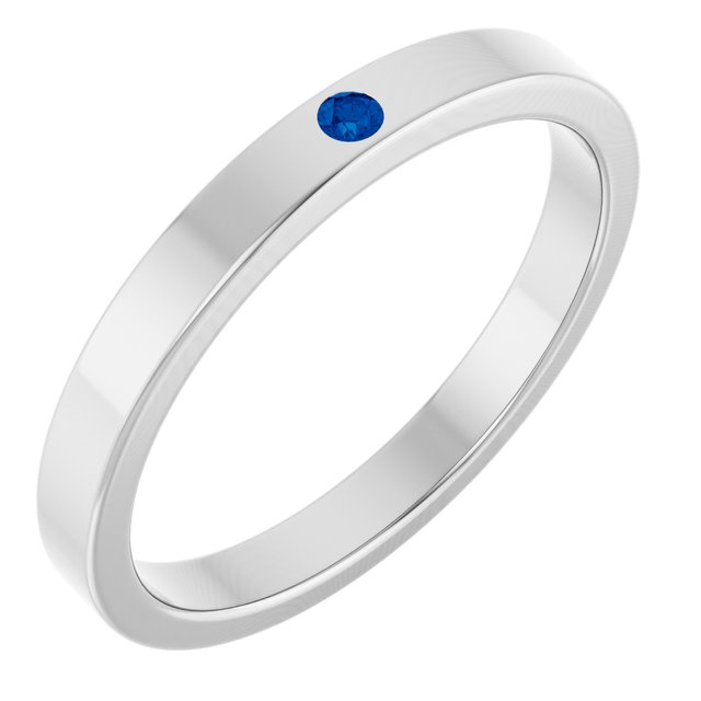 Sterling Silver Natural Blue Sapphire Family Stackable Ring
