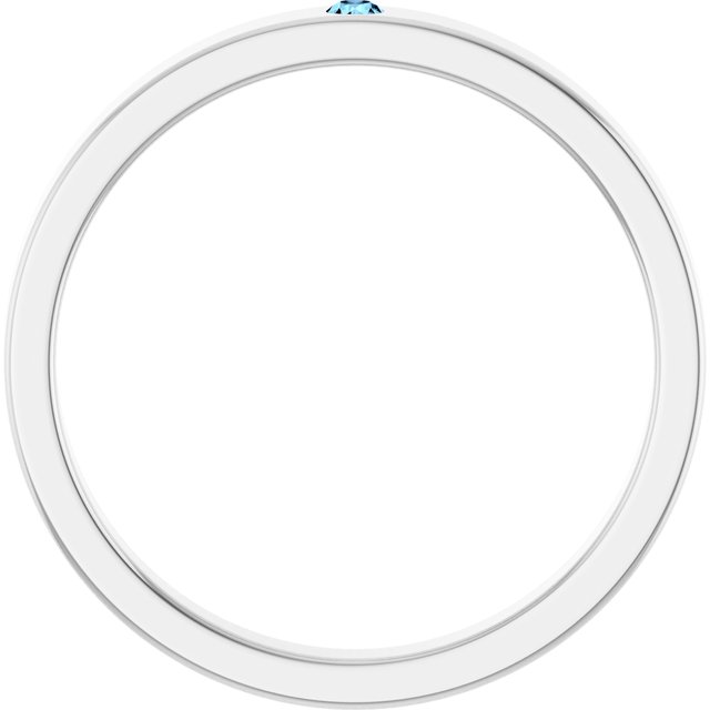 14K White Natural Aquamarine Family Stackable Ring