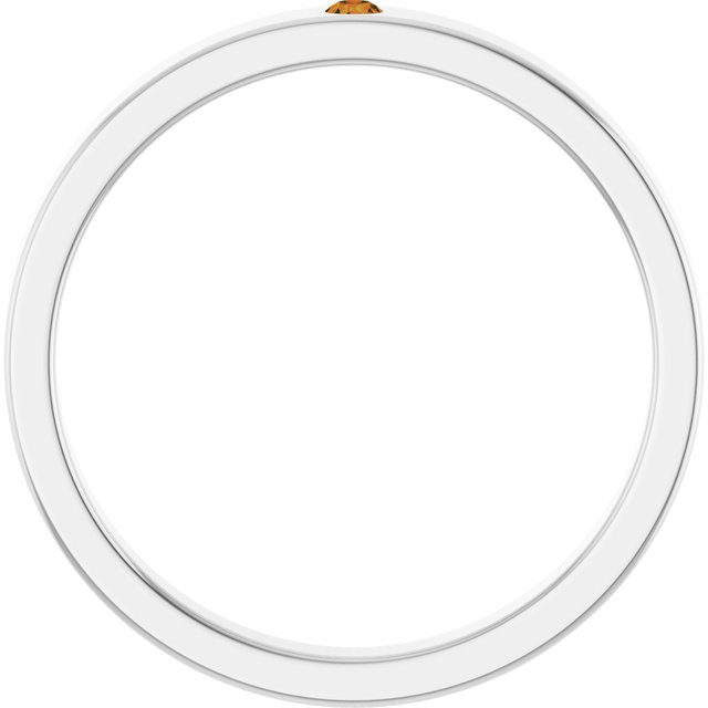 14K White Natural Citrine Family Stackable Ring