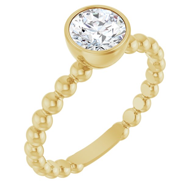 14K Yellow 9/10 CTW Natural Diamond Family Beaded Stackable Ring