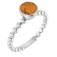 Sterling Silver Natural Citrine Family Beaded Stackable Ring