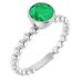 14K White Lab-Grown Emerald Family Beaded Stackable Ring 