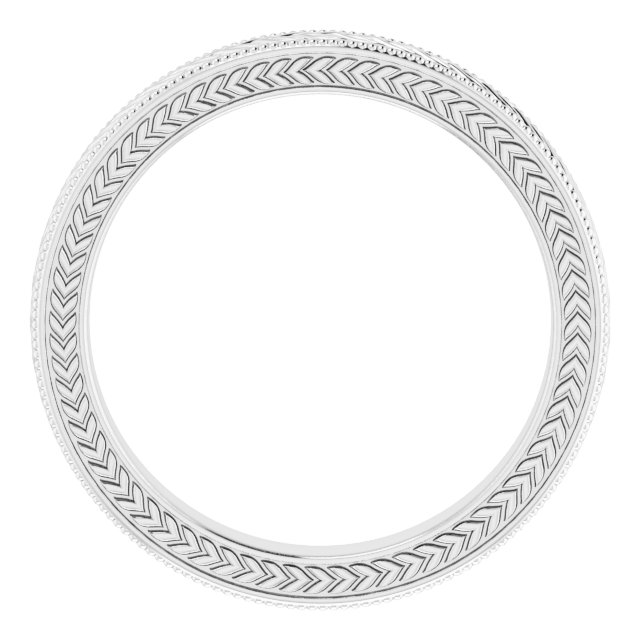 14K White 3 mm Wheat Pattern Band Size 6.5