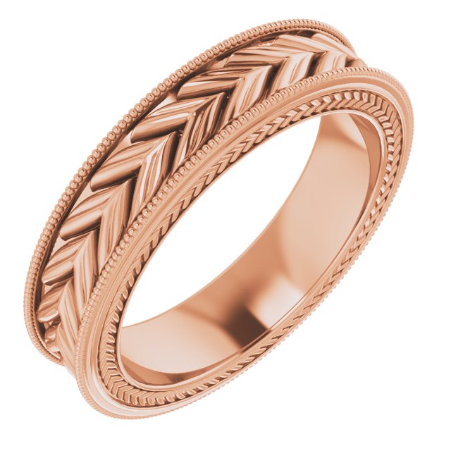 14K Rose 5 mm Wheat Pattern Band Size 6.5 Ref 12393725