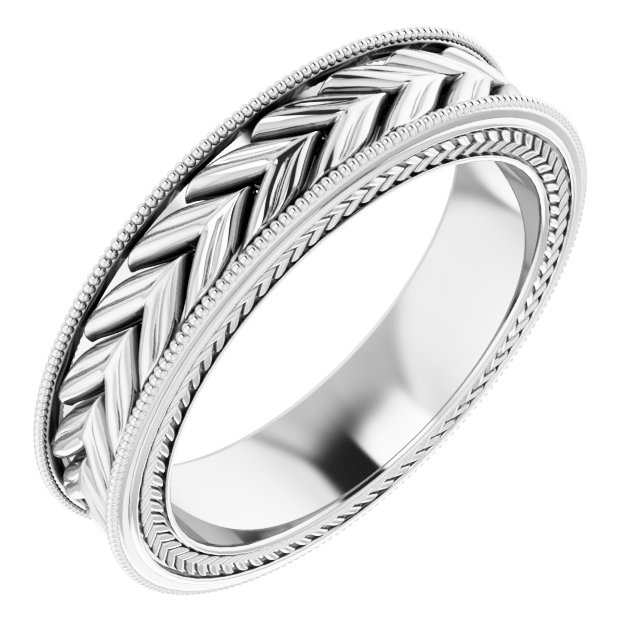 Platinum 5 mm Wheat Pattern Band Size 6 Ref 12393722