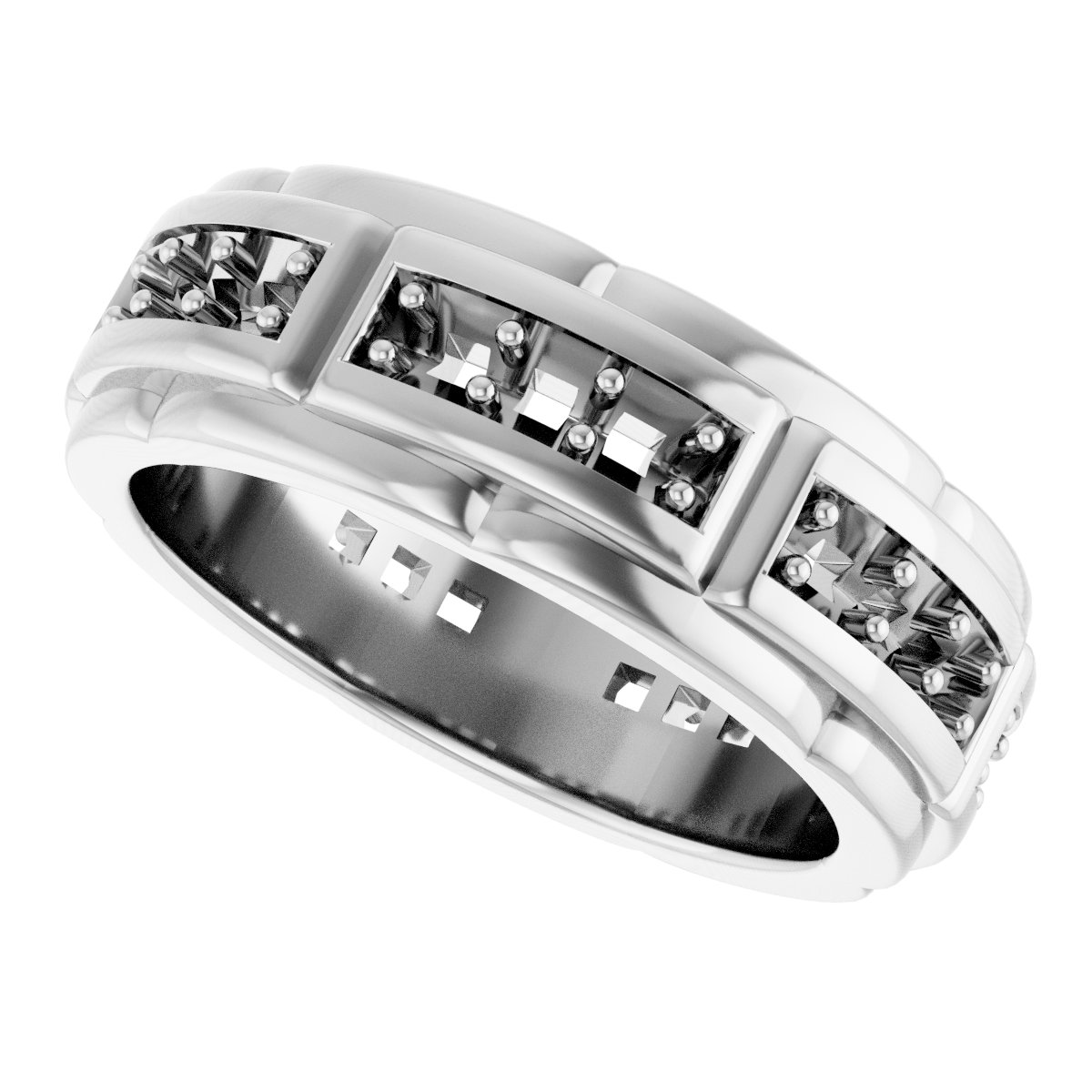 2.25 mm Round Mens Band Mounting view 5