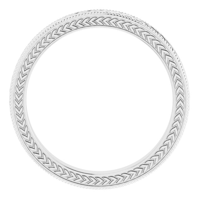 14K White 3 mm Wheat Pattern Band Size 7