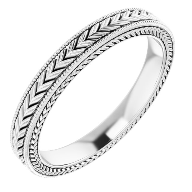 Milgrain Edge Wheat Pattern Flat Band