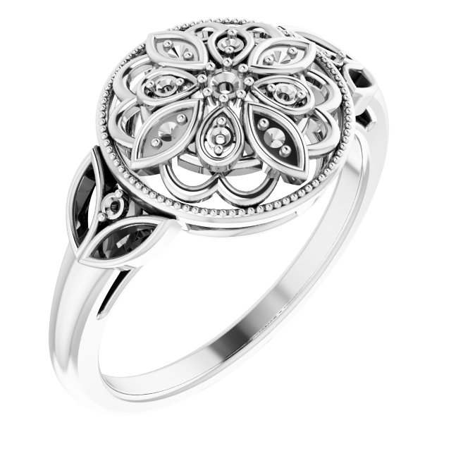 10K White Accented Vintage-Style Ring Mounting