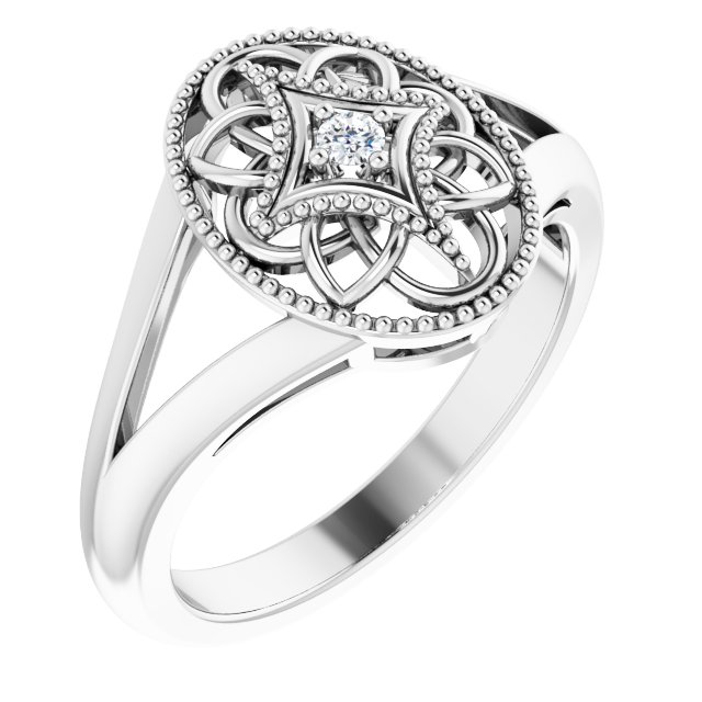 Sterling Silver .025 CTW Diamond Oval Filigree Ring Sterling Silver .025 CTW Diamond Oval Filigree Ring
