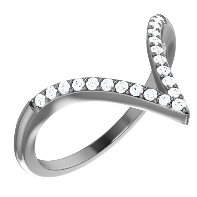 14K White 1/6 CTW Diamond "V" Ring Size 7