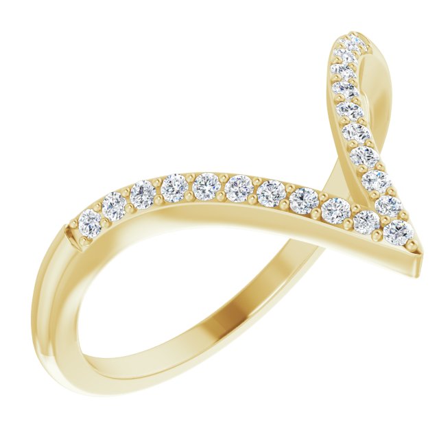 14K Yellow 1/6 CTW Diamond "V" Ring Size 7